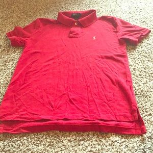 Boys red polo Ralph Lauren shirt sleeve shirt L